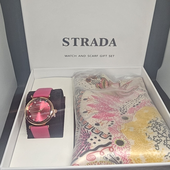 Strada Vibrant Pink Watch and Scarf Set - Picture 1 of 5